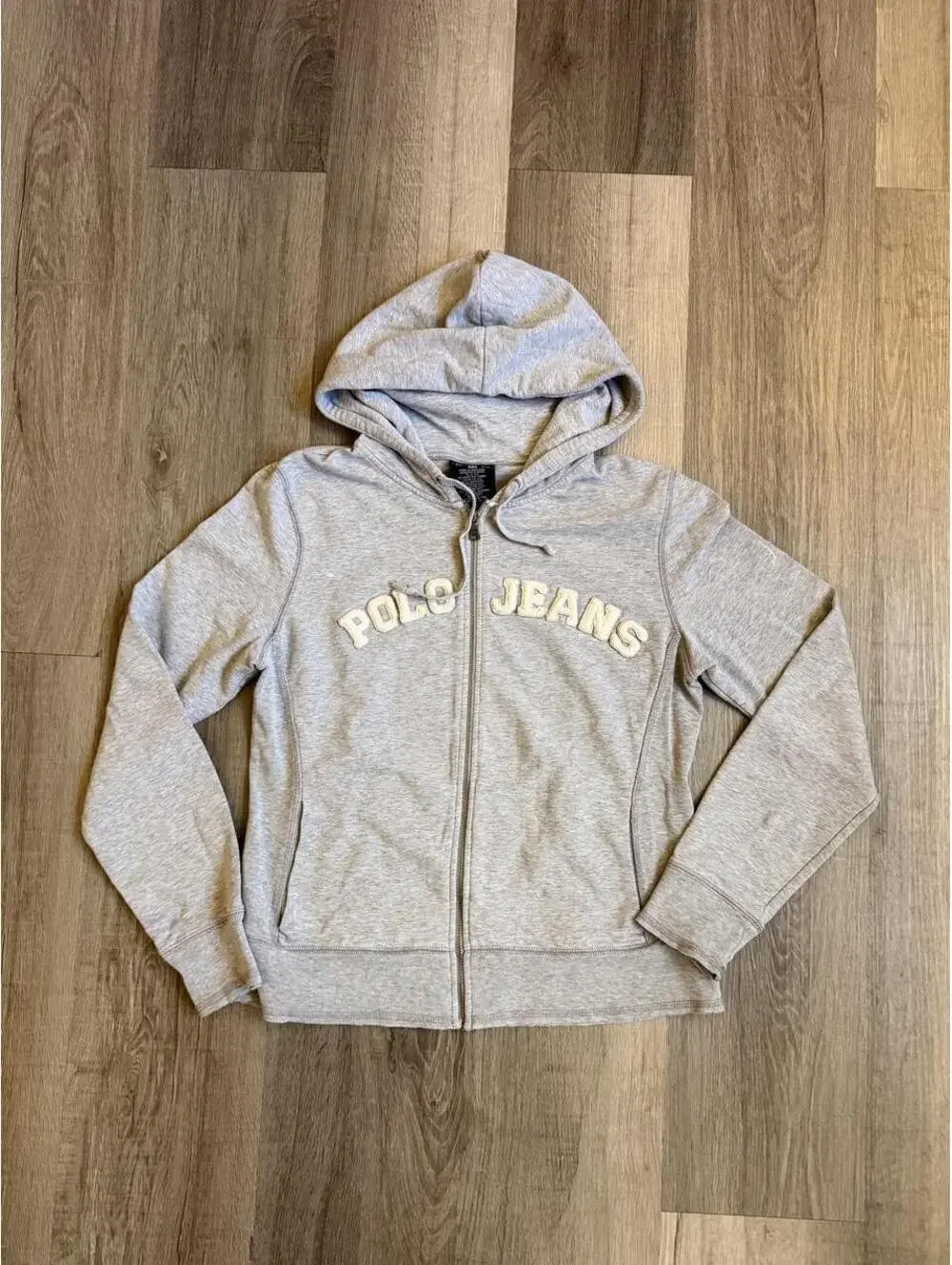 Vintage Gray Polo Jeans Ralph Lauren zip up hoodie sz M